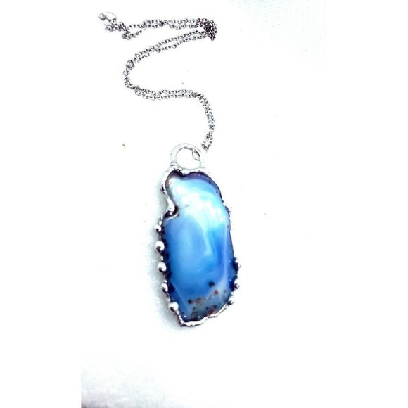 Gothic Blue agate crystal necklace - Picture 10 of 12
